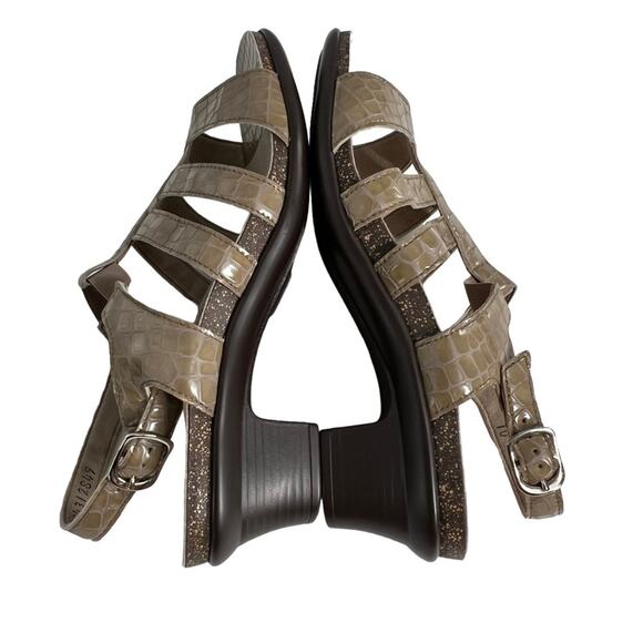 SAS Allegro Heel Strap Sandal Tan Croc Embossed Women's Size 10  Brand New - Picture 6 of 13